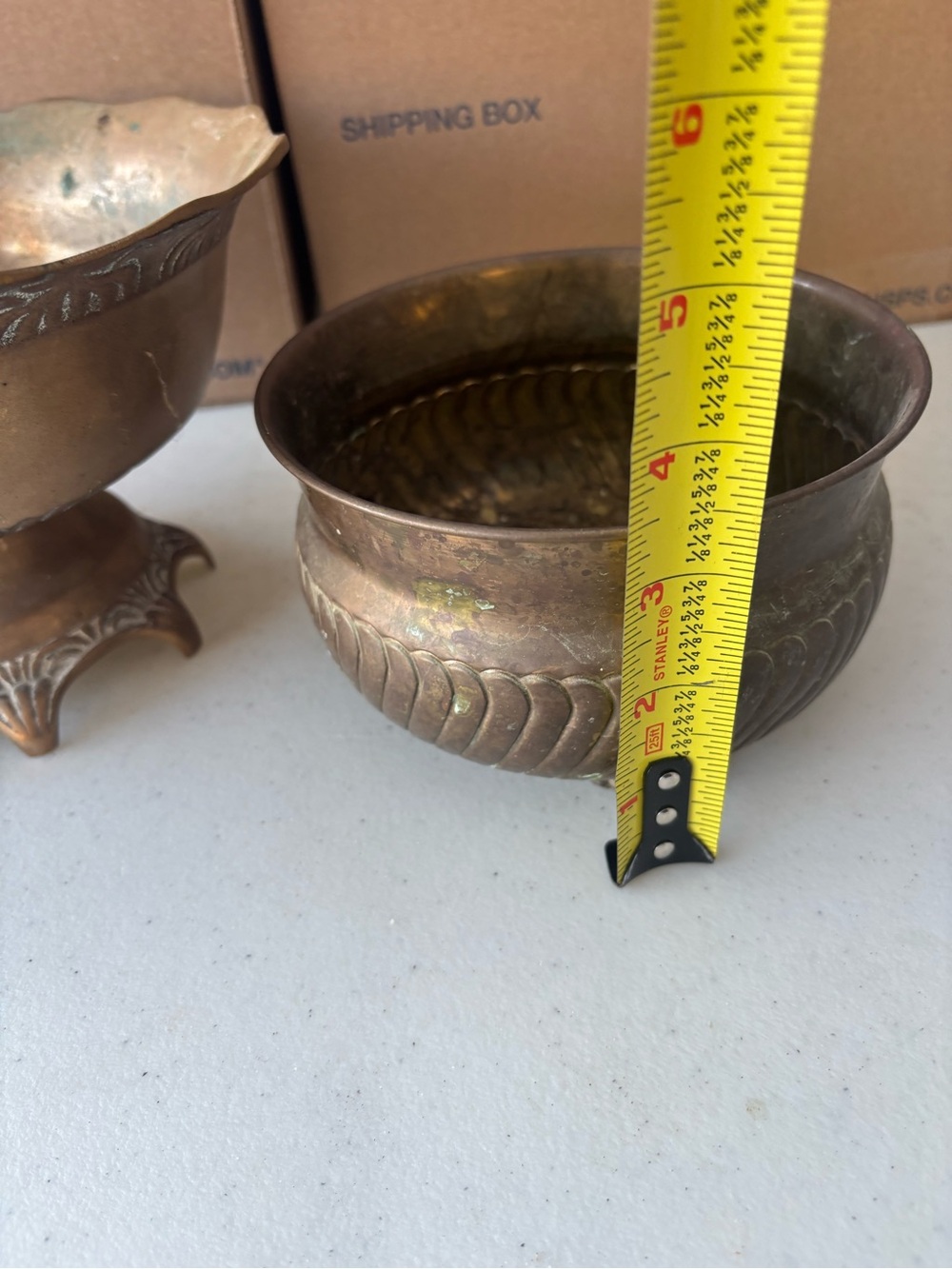 Vintage Brass Bronze Decorative Footed Bowls - Brown Brass Finish - Picture 6 of 14